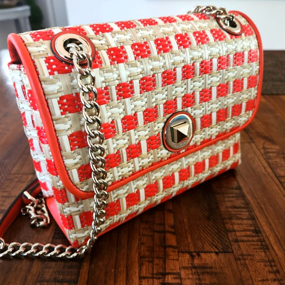 Kate Spade New York Natalia Medium Flap Shoulder Bag Straw Wicker WKR00467 $429